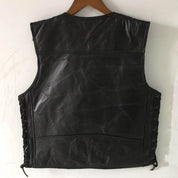 Men's Black Leather Biker Vest
