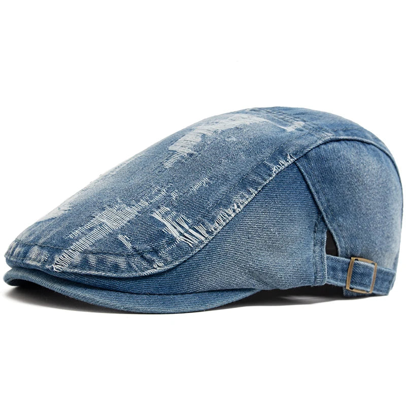 The Rafi Hat – Ripped Denim Beret