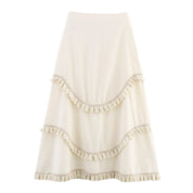 Shanti- White Top and Skirt Set with Fringes