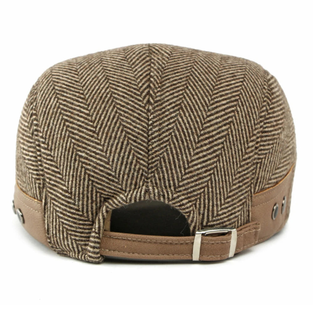 Striped Beret Hat with Ear Flaps