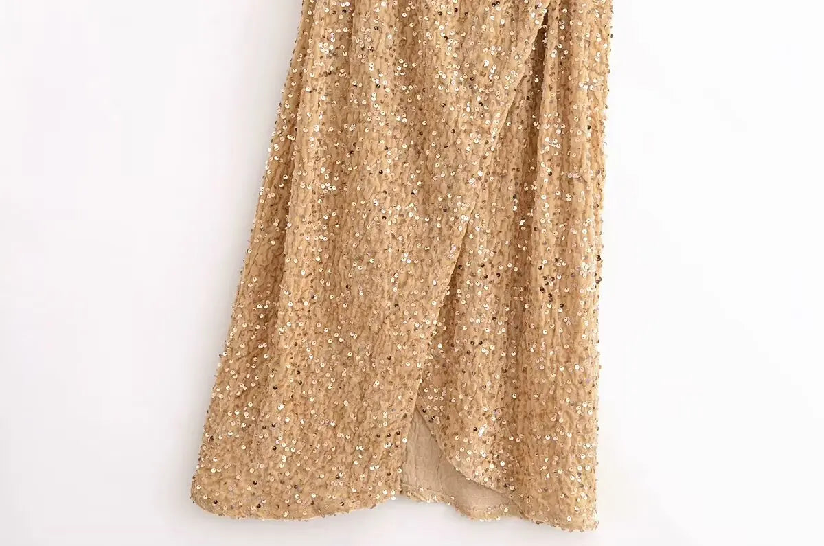 JOL Sequin Halter Evening Dress