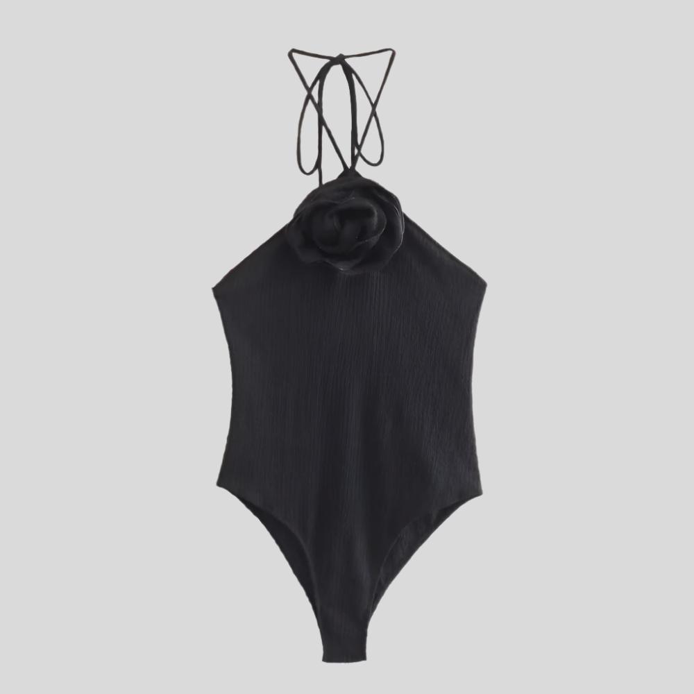 YAN Open-Back Floral Bodysuit