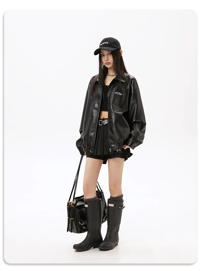 DID Classic Black Leather Jacket
