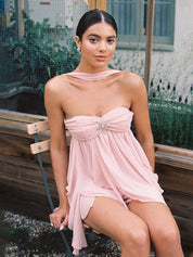 Metallic Starfish Halter Mini Dress