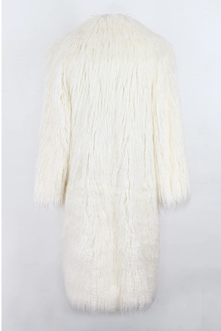 Bright Pink Shaggy Faux Fur Coat