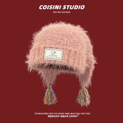 Fuzzy Fringe Ear Flap Beanie