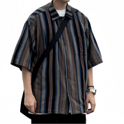 Men's Striped Cuban Collar Shirt