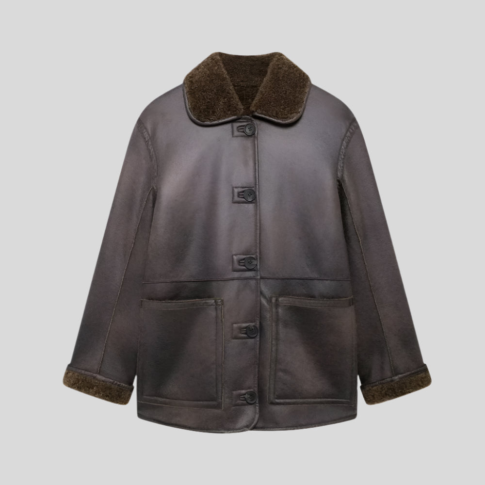 UO Reversible Brown Fur Jacket