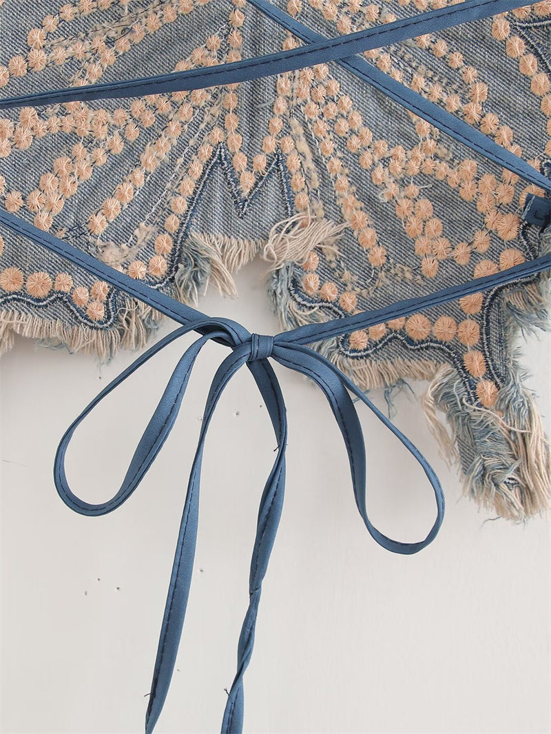 Butterfly Studded Denim Tank