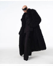 Long Faux Lamb Wool Trench Coat