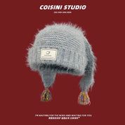 Fuzzy Fringe Ear Flap Beanie