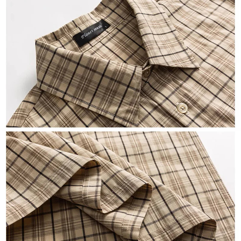 Men's Plaid Cotton Cargo Shirt
