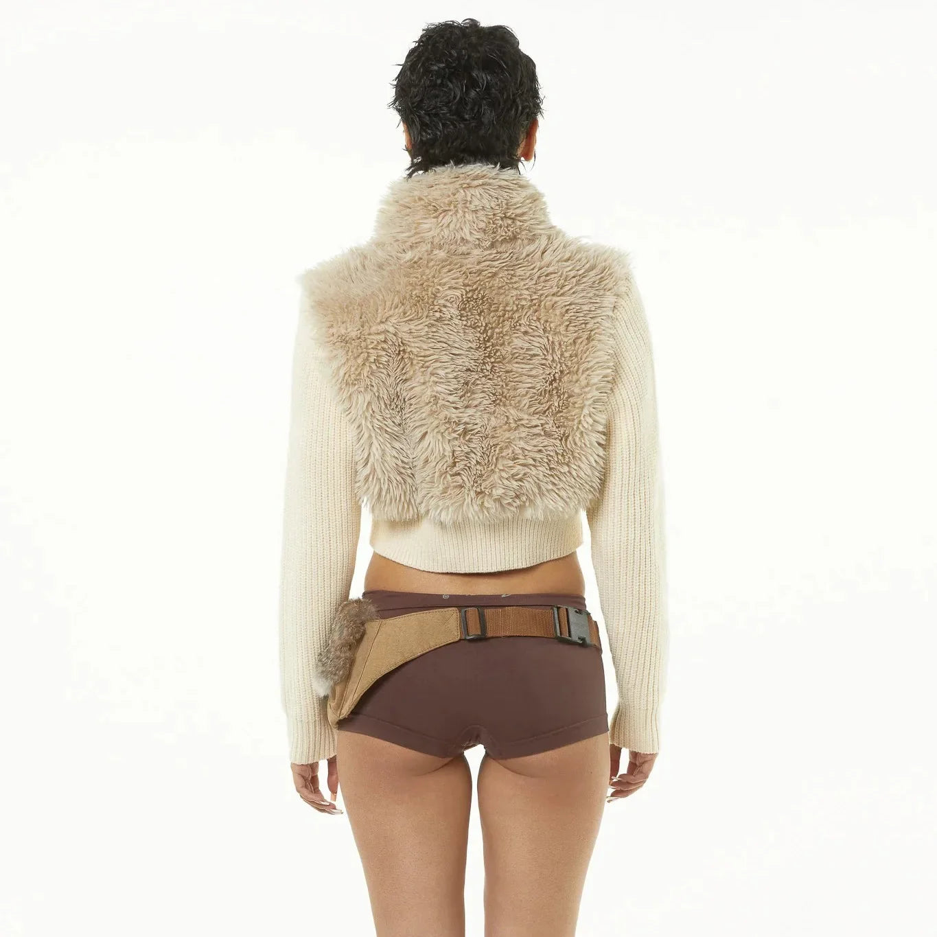 URI Half-Fur White Jacket