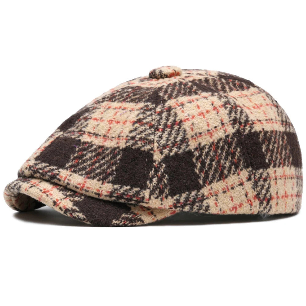 Vintage Plaid Beret Hat