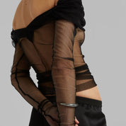 AMILY Sheer Drop-Sleeve Mesh Top