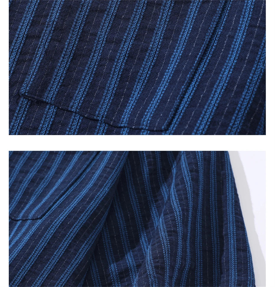 Men's Striped Cuban Collar Shirt