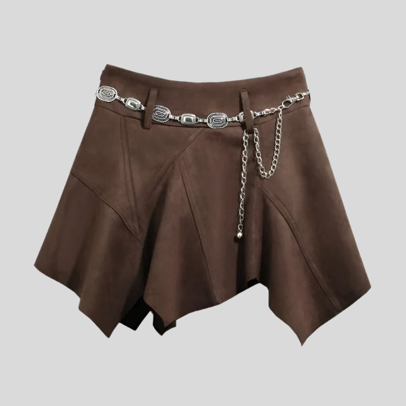 Nom Brown Asymmetric Flare Skirt