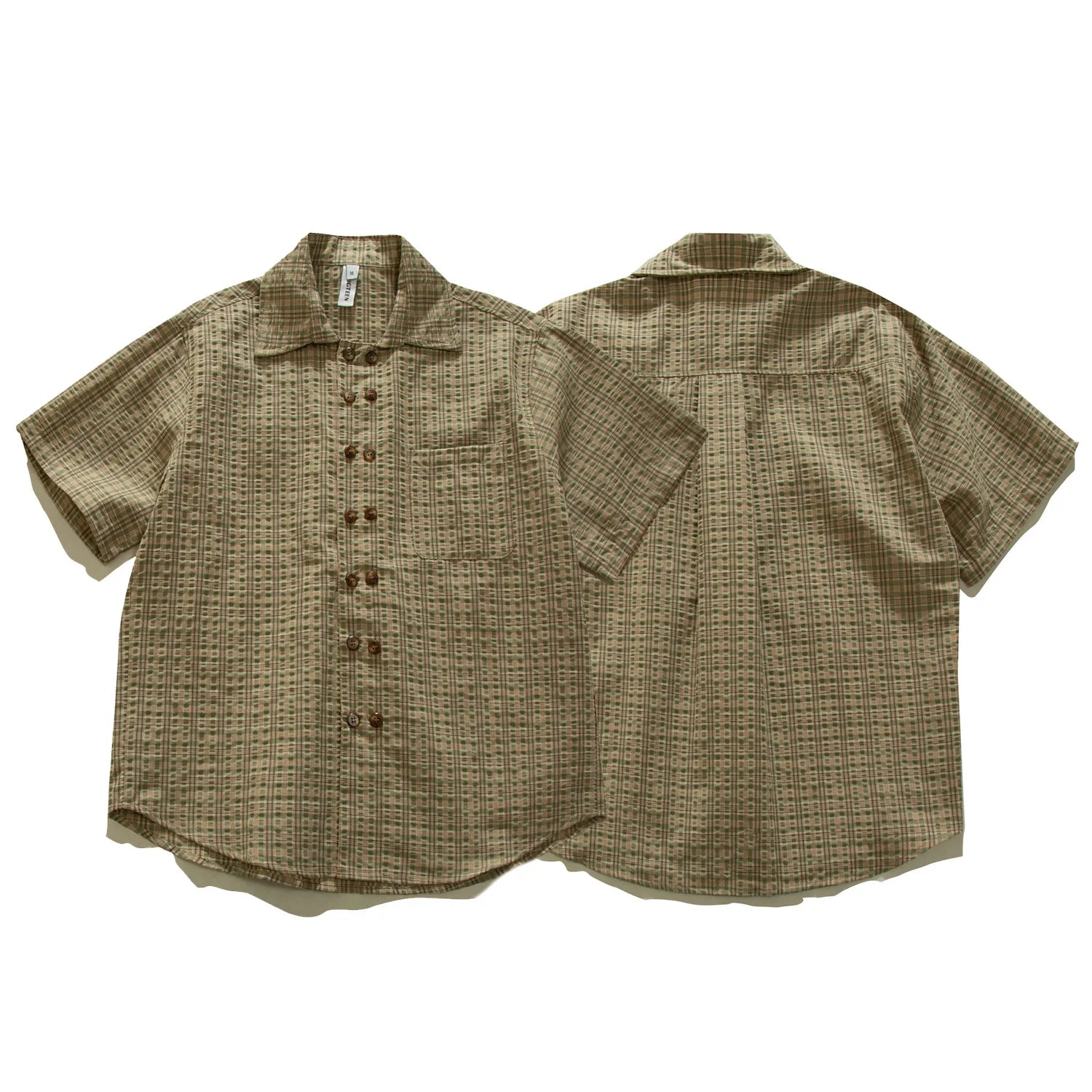 Men's Striped Jacquard Cuban Collar Shirt