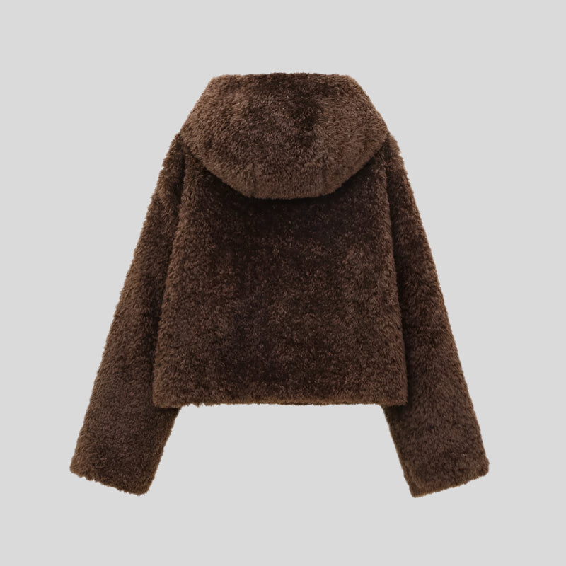 YI Warm Brown Fur Coat with Buckle