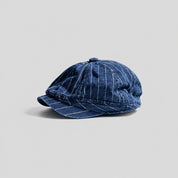 Striped Denim Newsboy Cap