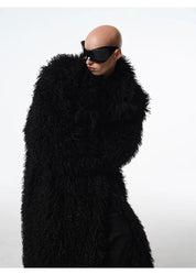 Long Faux Lamb Wool Trench Coat