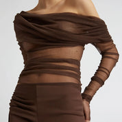 AMILY Sheer Drop-Sleeve Mesh Top