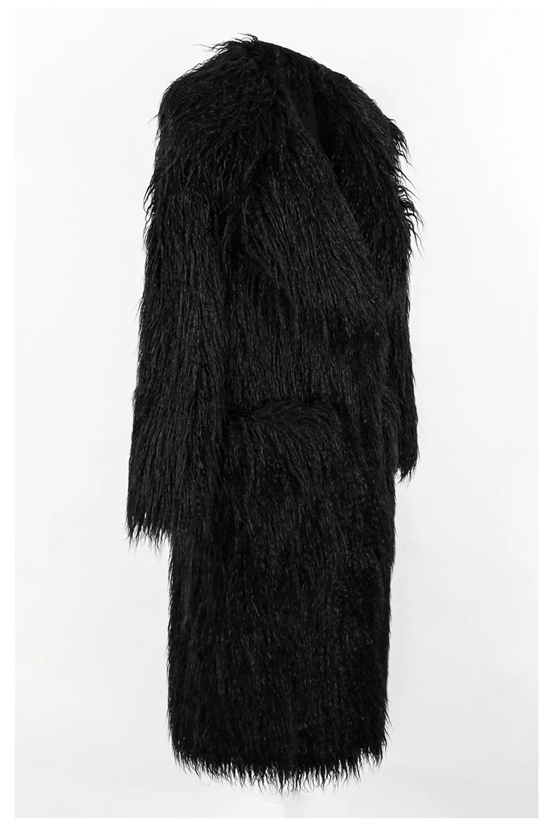 Bright Pink Shaggy Faux Fur Coat