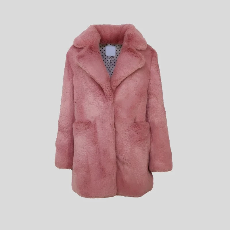ANAEL Pink Long Fur Coat