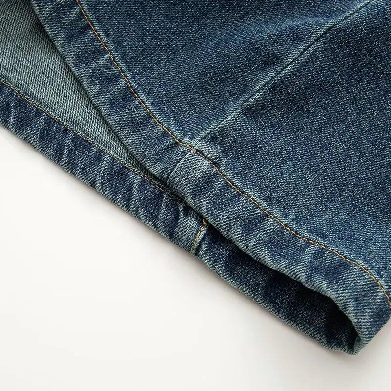 Short denim overalls