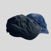 Striped Denim Newsboy Cap