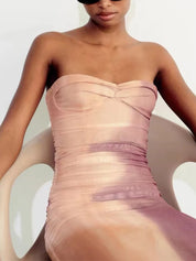 LOM Fitted Pink Strapless Dress