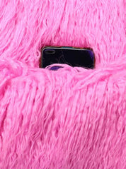 Bright Pink Shaggy Faux Fur Coat
