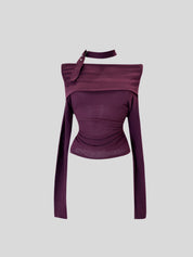 P Purple Off-Shoulder Long-Sleeve Top