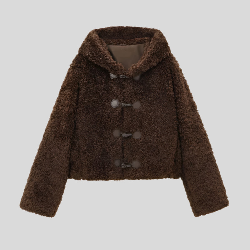 YI Warm Brown Fur Coat with Buckle