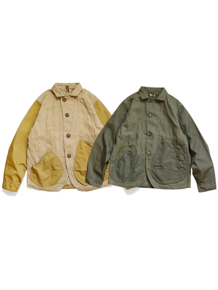 Color Block Lapel Shirt Jacket