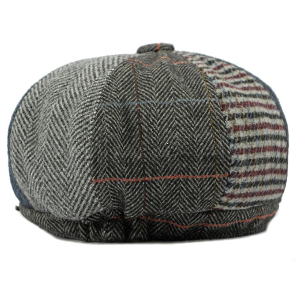 Patchwork Plaid Wool Beret Hat