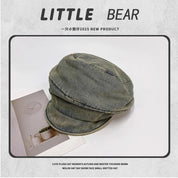 Washed Denim Beret Hat