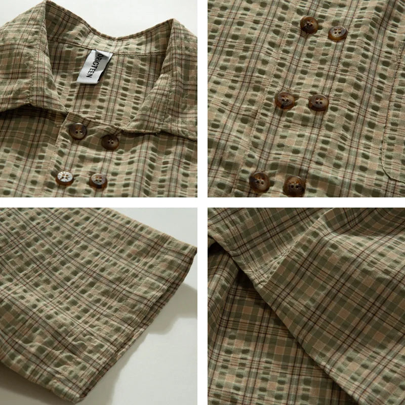 Men's Striped Jacquard Cuban Collar Shirt