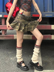 Jim Army-Green Mini Skirt