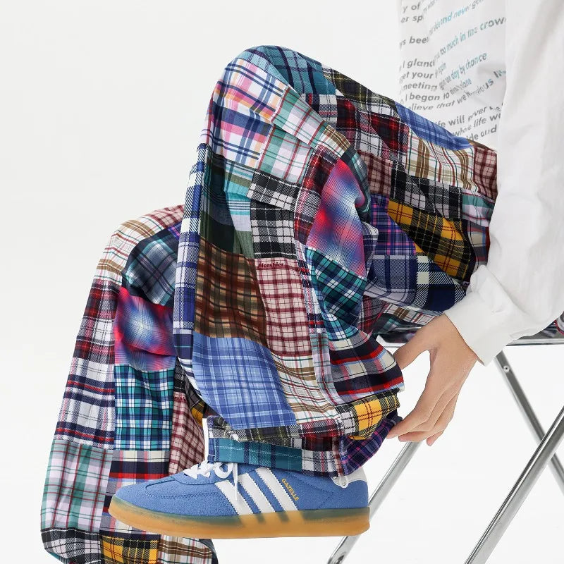 Men's Patchwork Wide Leg Jeans