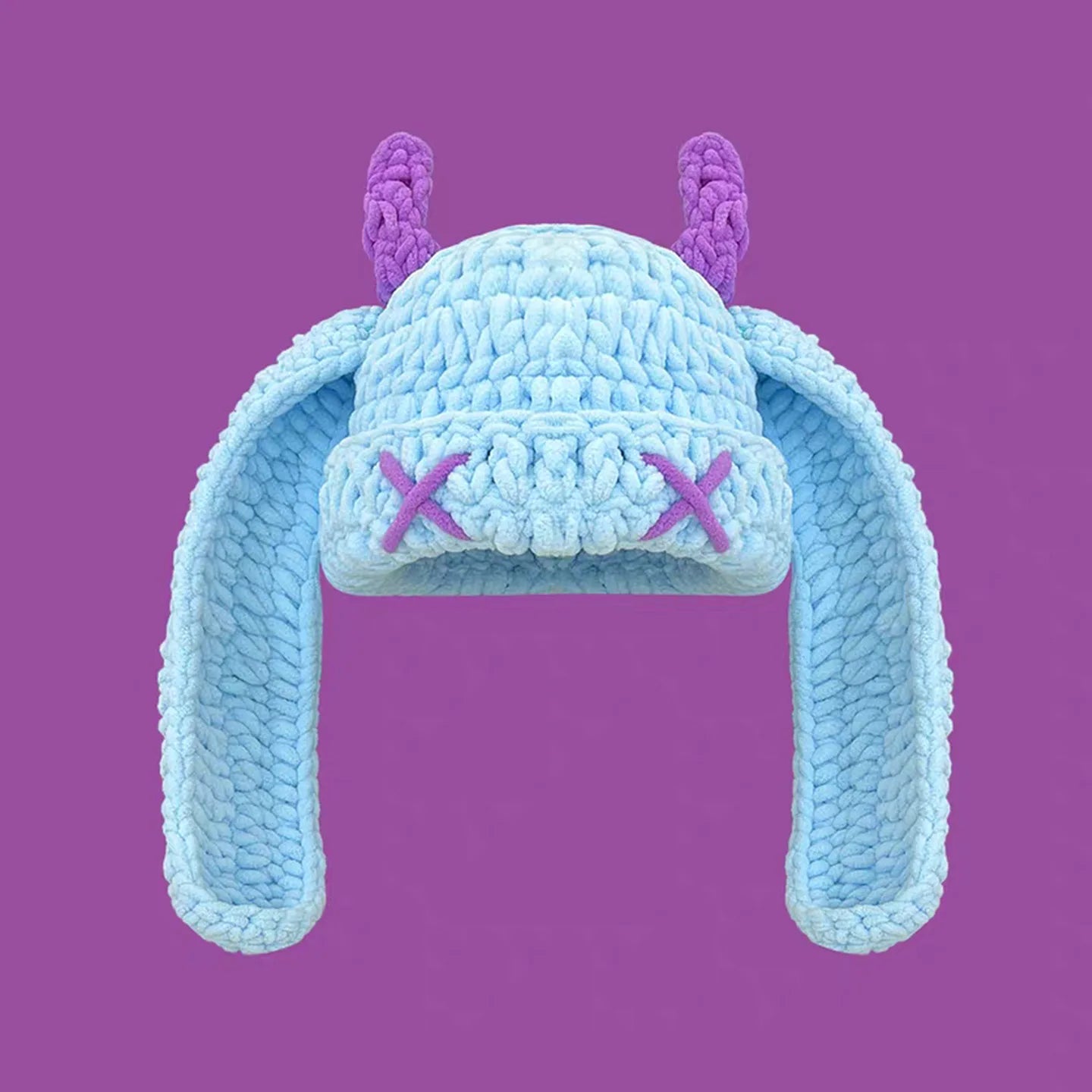 Devil Horn Long Ear Knit Hat