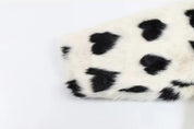 Heart Print Faux Fur Coat