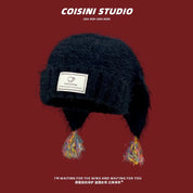 Fuzzy Fringe Ear Flap Beanie