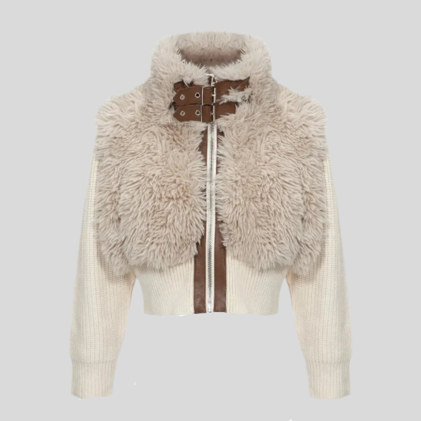URI Half-Fur White Jacket