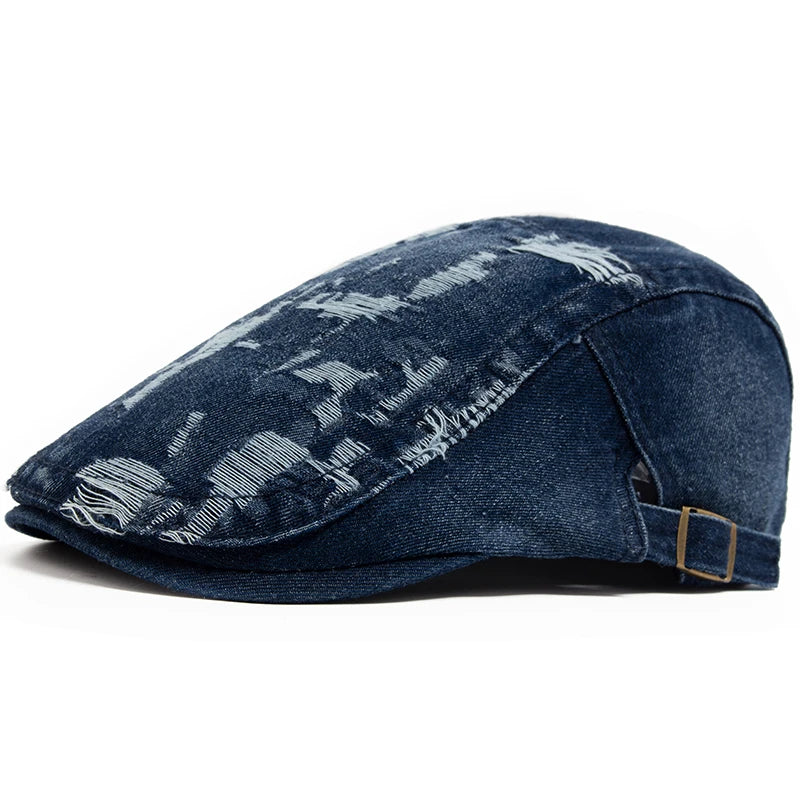 The Rafi Hat – Ripped Denim Beret