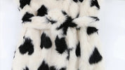 Heart Print Faux Fur Coat