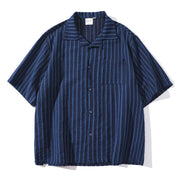 Men's Striped Cuban Collar Shirt
