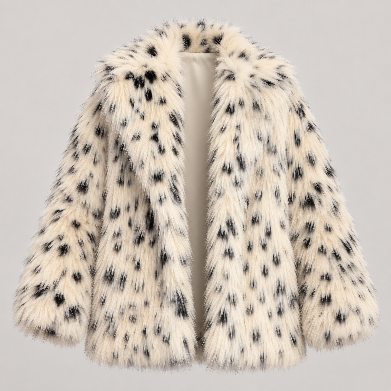 Spliced Faux Fox Fur Coat