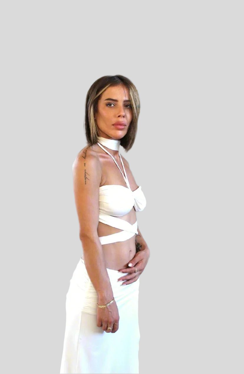 ORTAL White Tie Top & Skirt Set