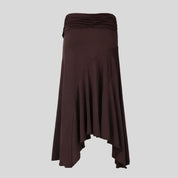 Brown Drape Skirt with Buckle